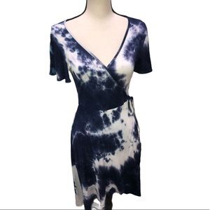 Caution to the wind blue white tie dye dress M